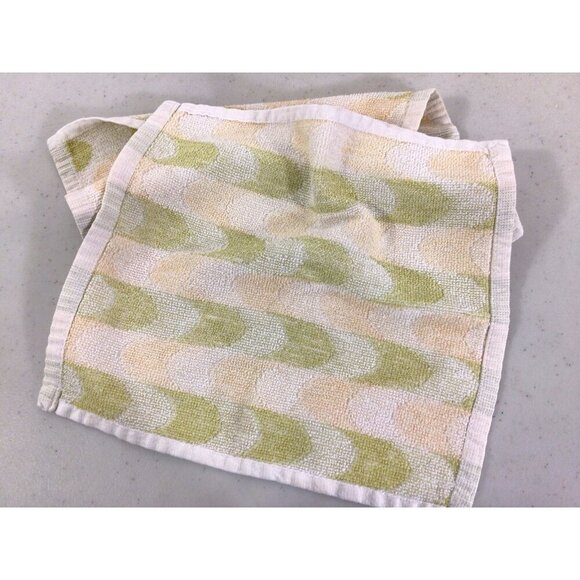 Vintage Mid Century Retro 70s Washcloth Pair Abstract Print - Picture 3 of 6